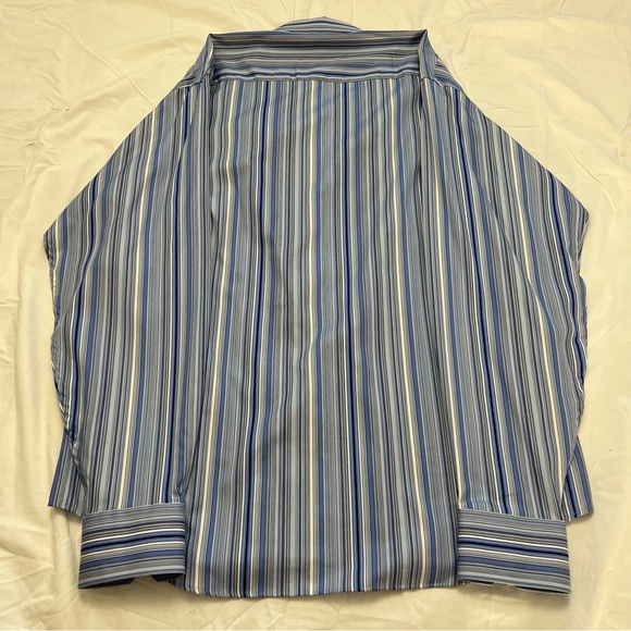 Bugatchi Uomo Men's Large Classic Fit Blue StripedLong Sleeve Button Front Shirt - Picture 3 of 3